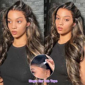 13x4 Ear To Ear Lace Frontal Straight & Body Wave Wig With Blonde Highlights Pre-All Glueless Wig