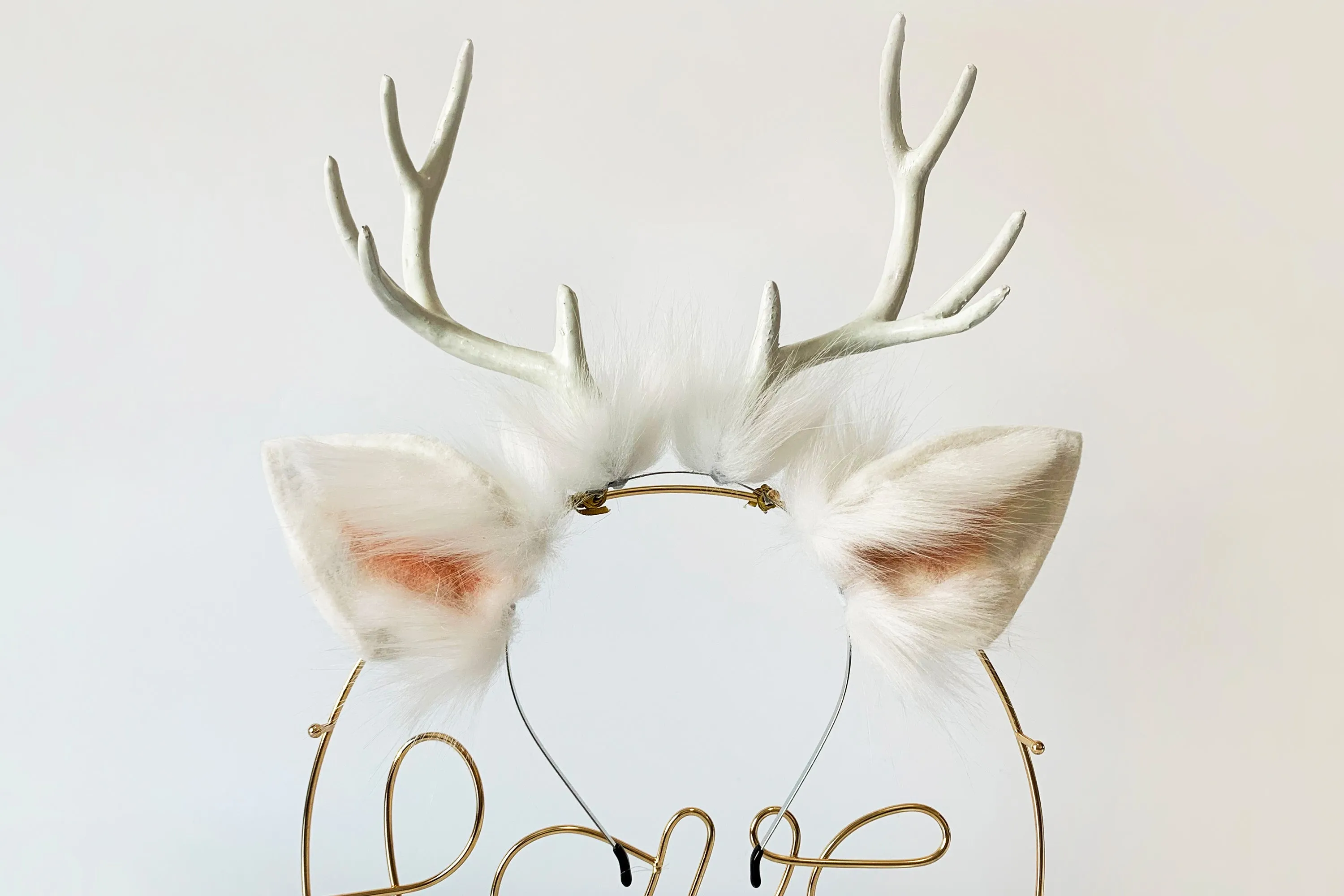 aliriga white faux fur deer ear and tail plug set deer ear and tail plug set anime cosplay ear animal deer tail buttplug and ear petplay mature