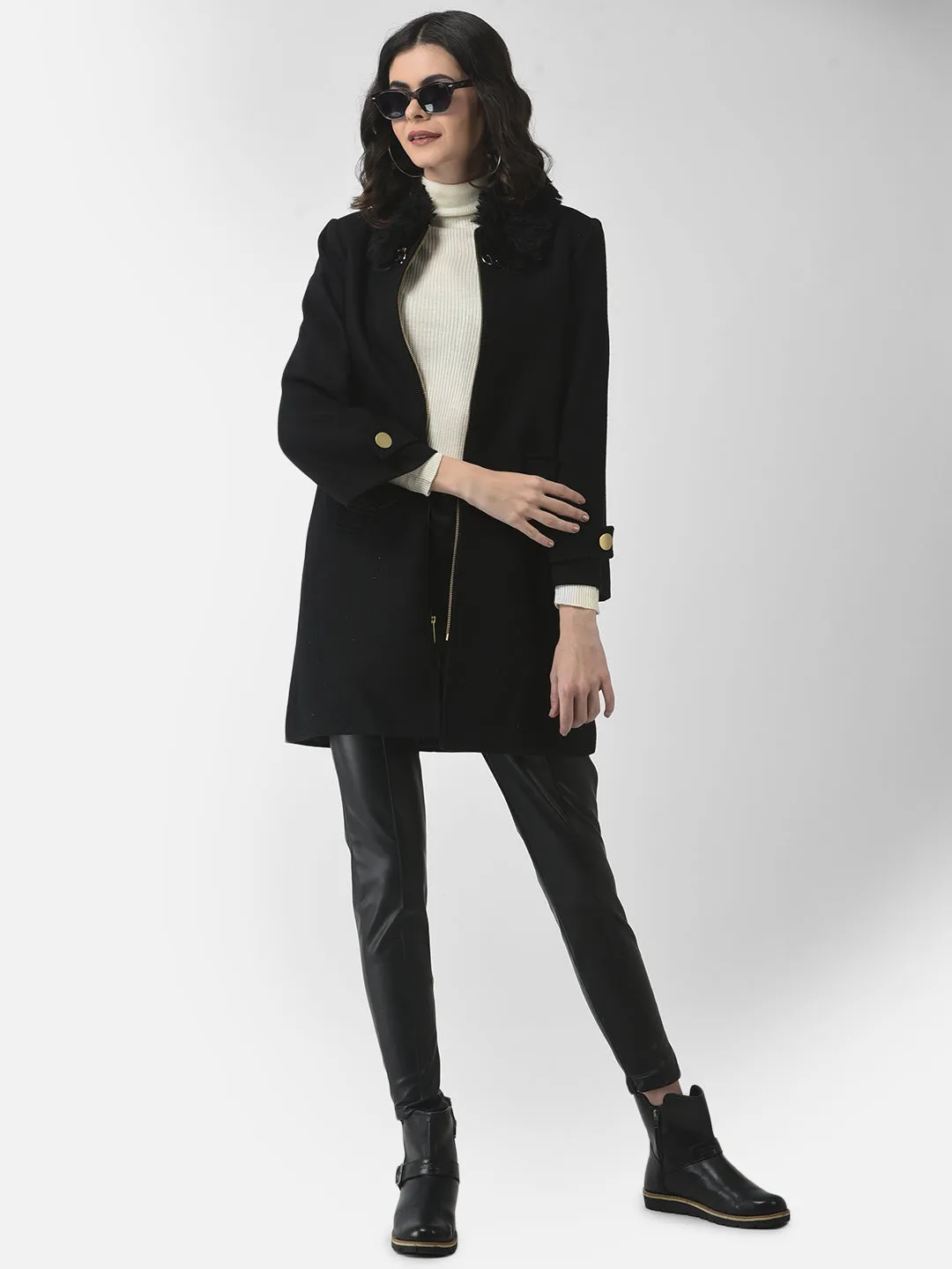 Black A-Line Overcoat