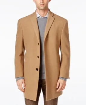 Calvin Klein Mens Slim fit Overcoat Coat 36 S Beige Solid