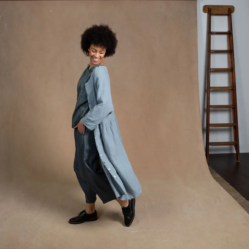 Dahlia Dove Grey Linen Coat Dress