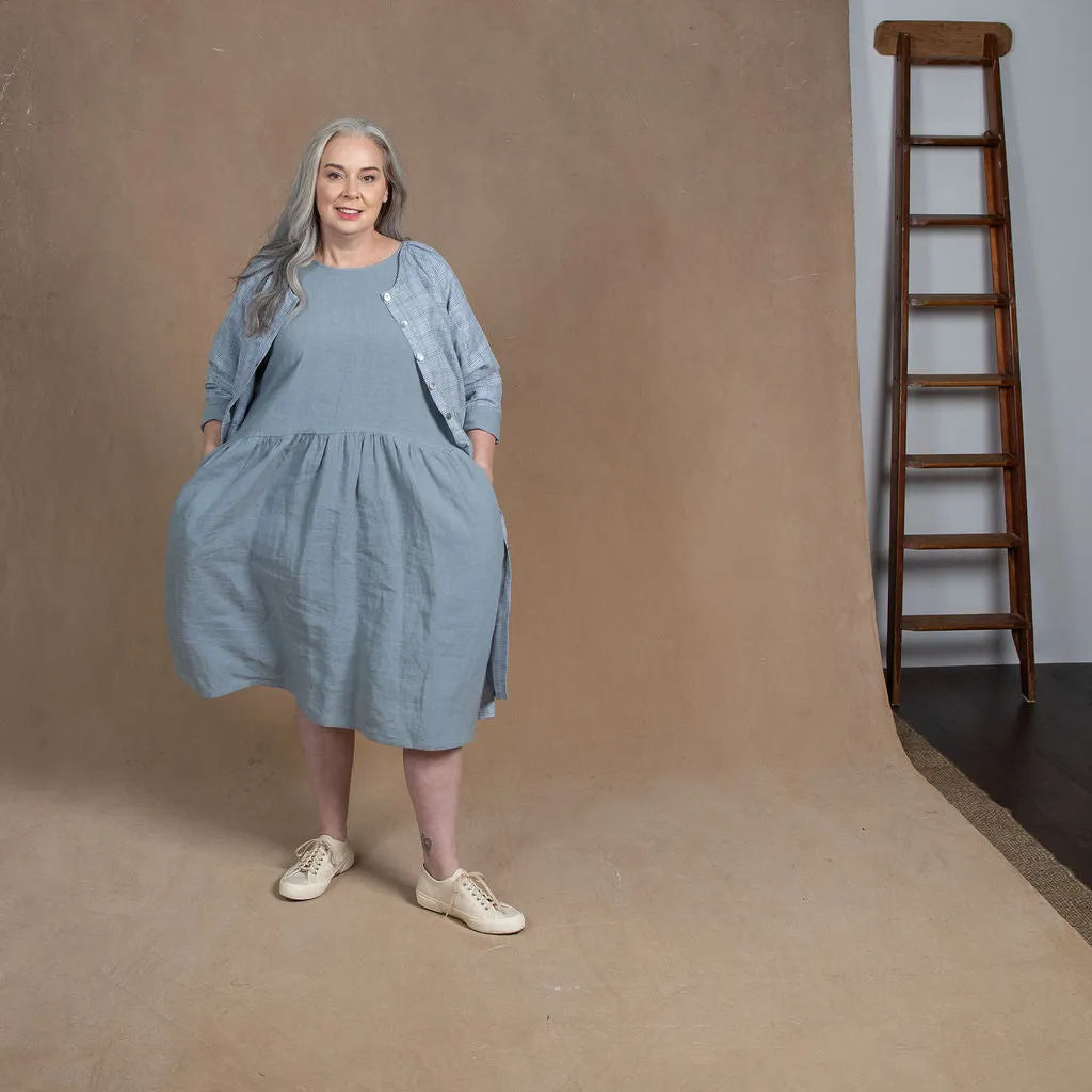 Dahlia Dove Grey Linen Coat Dress