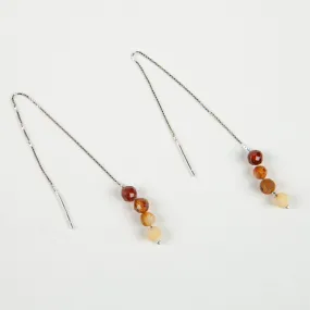 Hessonite & Crazy Lace Threader Earrings