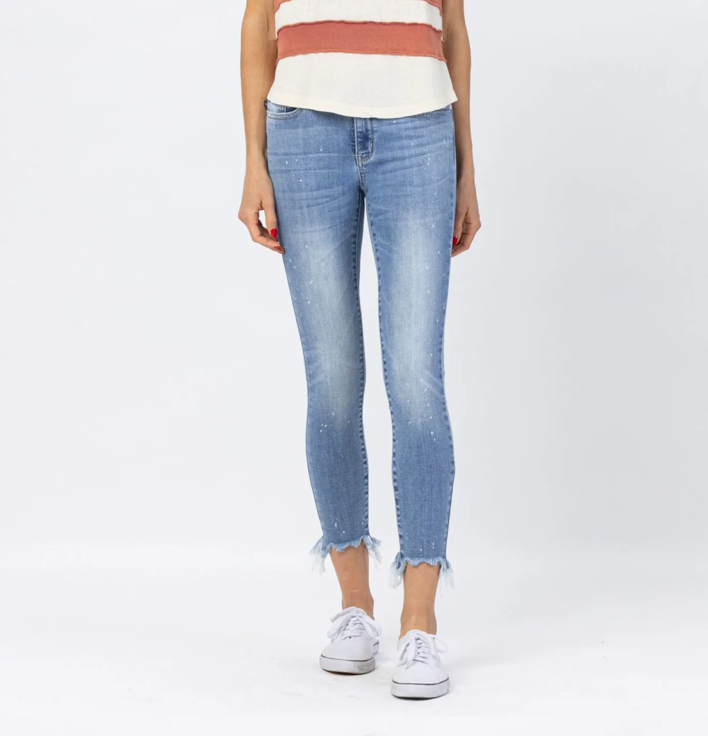 JB MID-RISE BLEACH SPLASH SKINNY JEANS