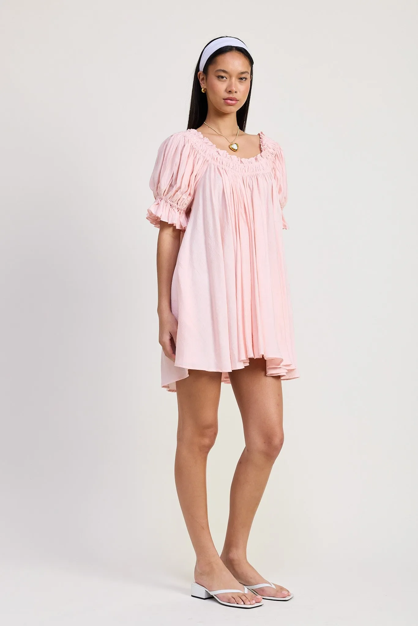 Short Sleeve Babydoll Mini Dress
