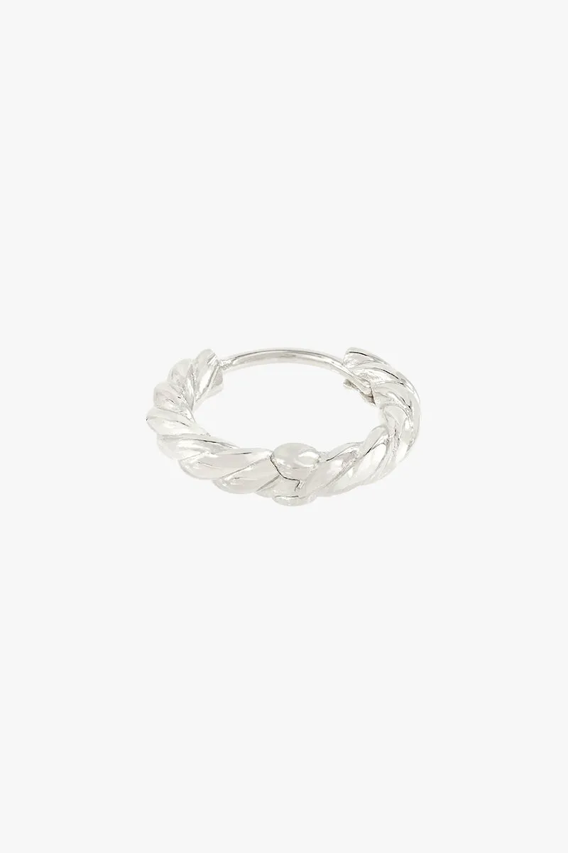 Twisted croissant hoop earring silver 13mm